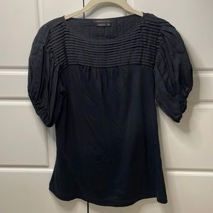 BCBG pleated black blouse small
